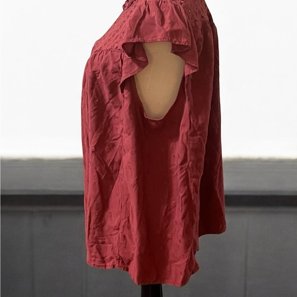 Torrid Red Ruffled Blouse with Long Sleeves - Picture 4 of 7